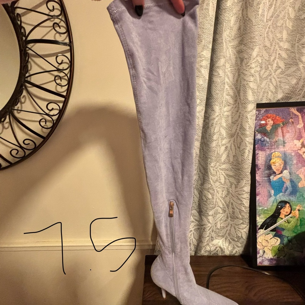 Elegant Lavender Over-the-Knee Heeled Boots